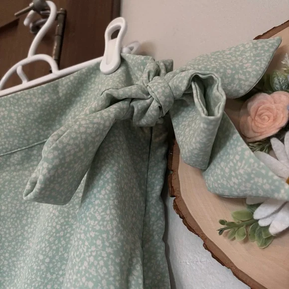 Women's LC Lauren Conrad Midi Wrap Skirt Mint White Pattern Size XL - Picture 7 of 8